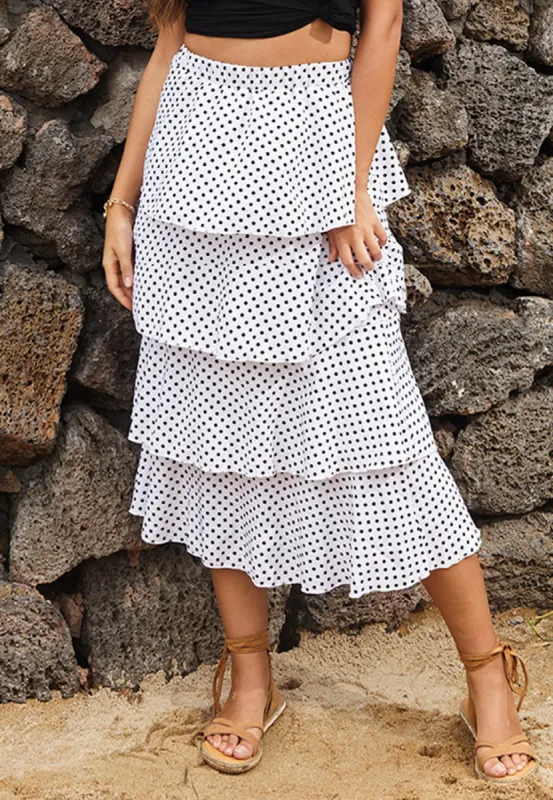 Polka Dot Print Tiered Dress sold by Anna-Kaci