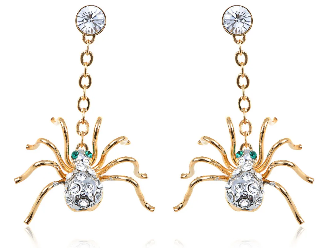 Petite Creepy Elements Spider Drop Earrings sold by Anna-Kaci