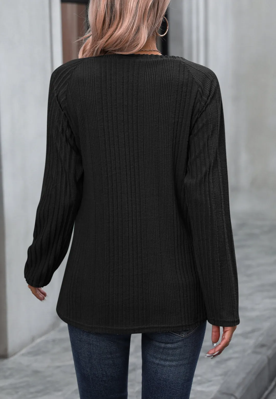 Button Detail Textured Knit Sweater sold by Anna-Kaci product image thumbnail 3