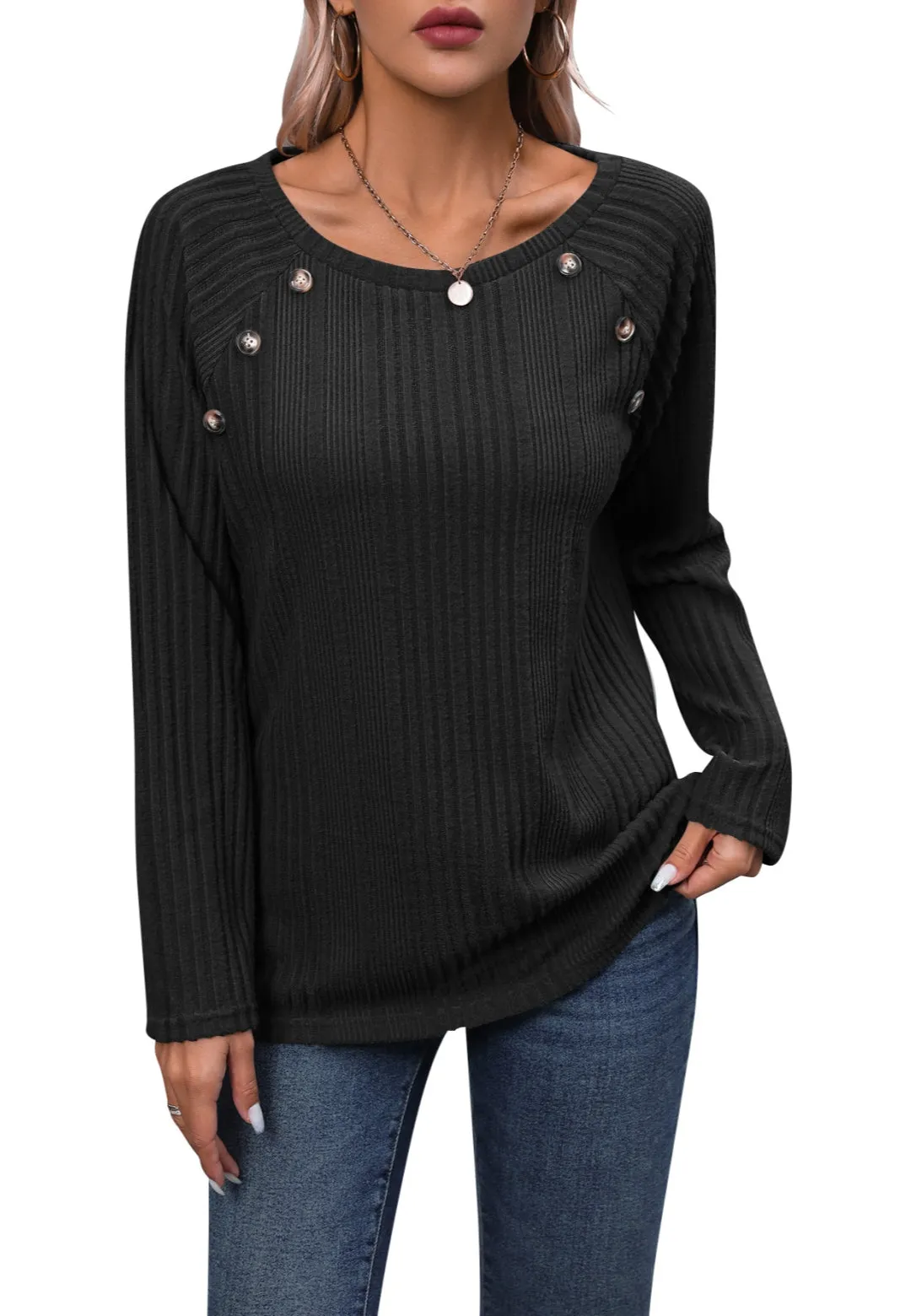 Button Detail Textured Knit Sweater sold by Anna-Kaci product image thumbnail 2