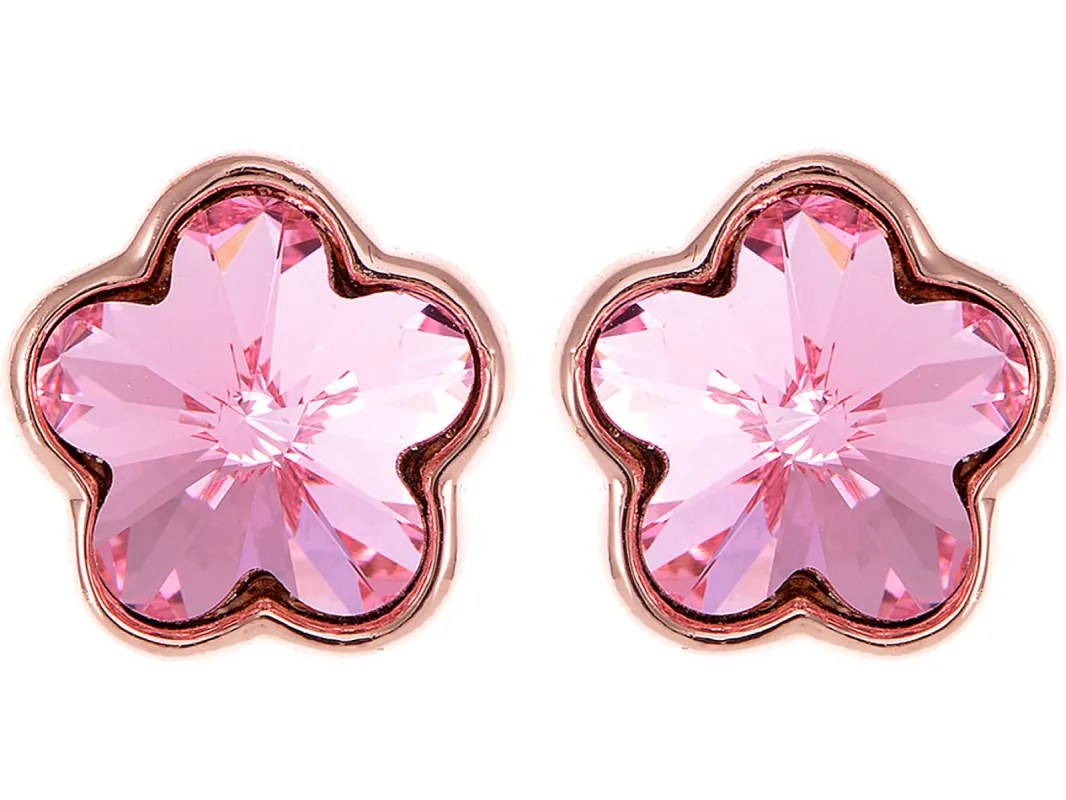 Swarovski Crystal Rose Pink Cherry Blossom Flower Stud Earrings sold by Anna-Kaci