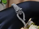 Swarovski Crystal Elements Encrusted Fierce Jaguar Head Bangle Bracelet sold by Anna-Kaci