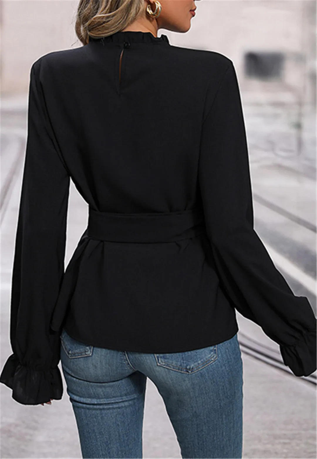 Pleated Detail Tie Waist Blouse sold by Anna-Kaci product image thumbnail 4