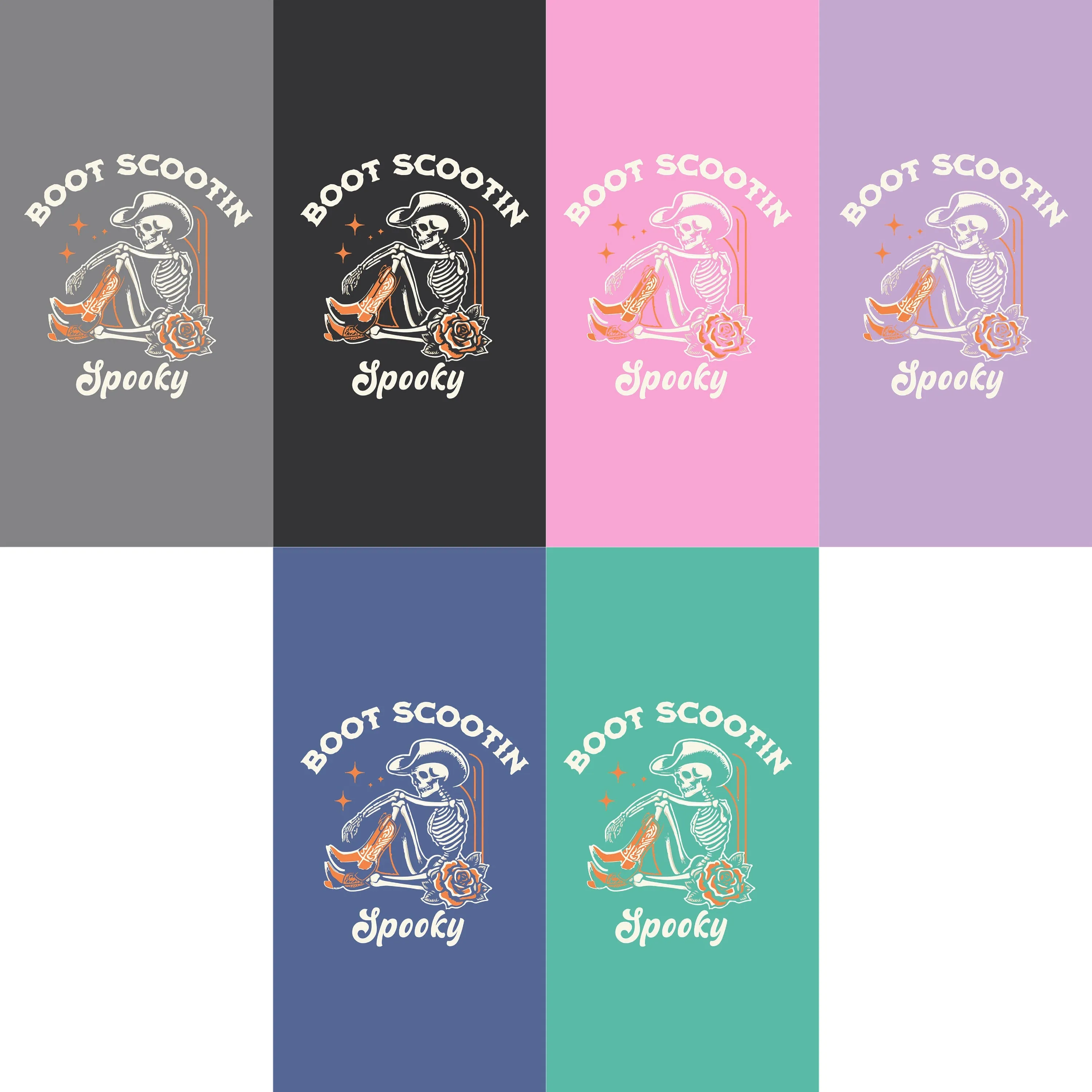 Boot-Scootin Spooky Cowboy Skeleton Tee - Western Vibes, Ivory & Orange Rose, Retro Halloween, Vintage Halloween t-Shirt, Halloween Tee sold by Anna-Kaci product image thumbnail 5