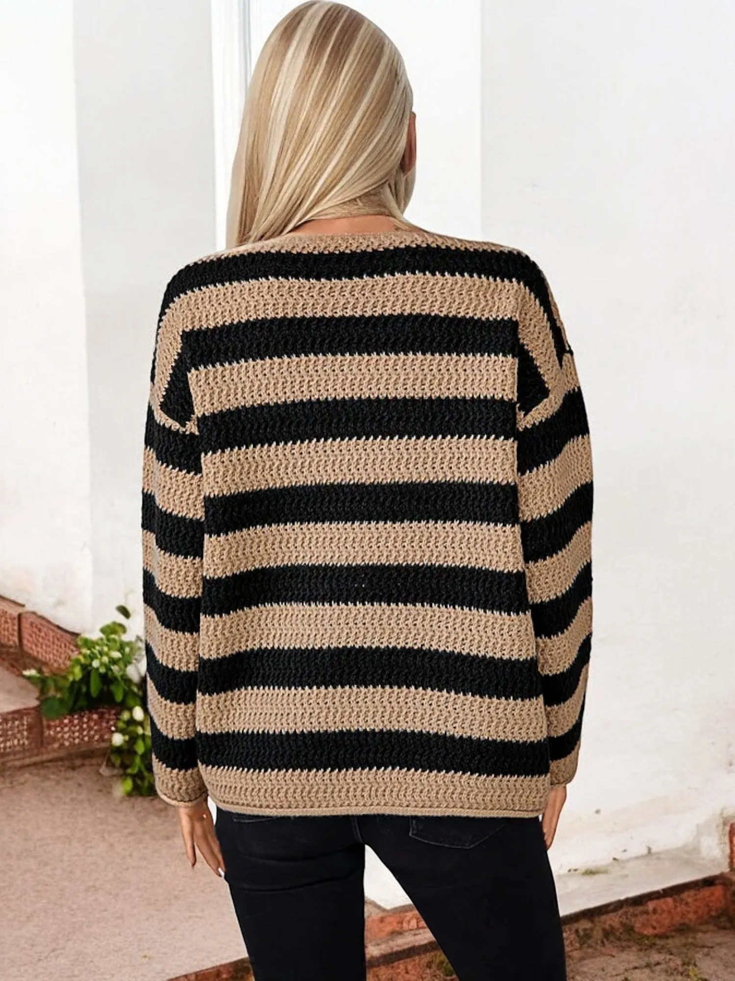 Anna-Kaci Women's Striped Knit Sweater with Boat Neck and Long Sleeves sold by Anna-Kaci product image thumbnail 5