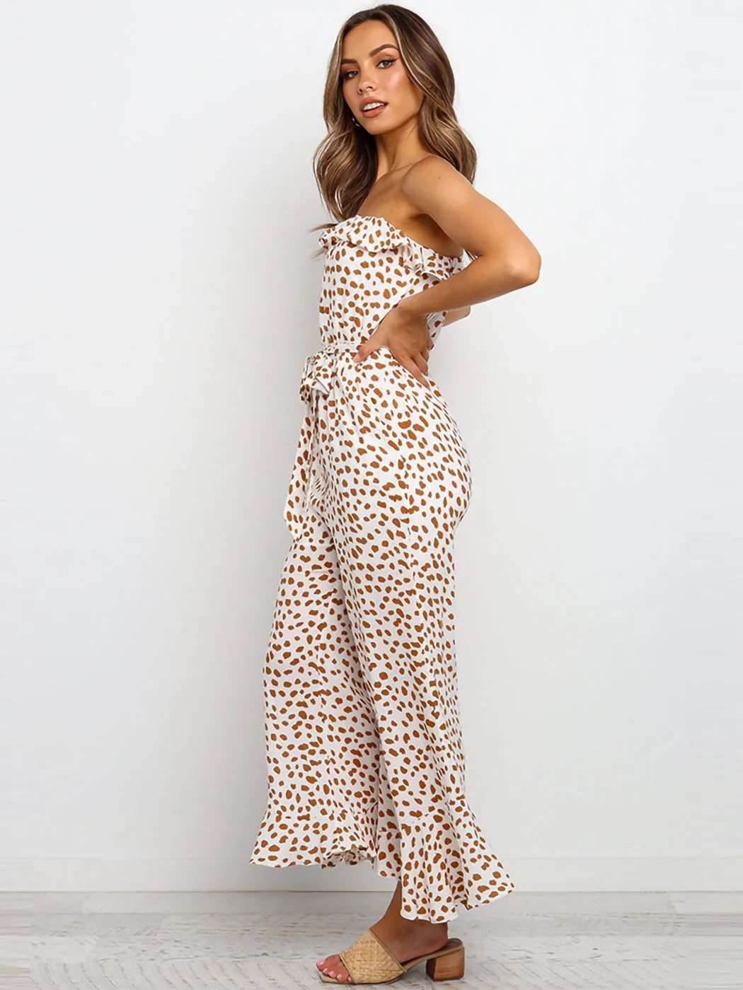 Off Shoulder Floral Wide Leg Chiffon Jumpsuit Romper sold by Anna-Kaci