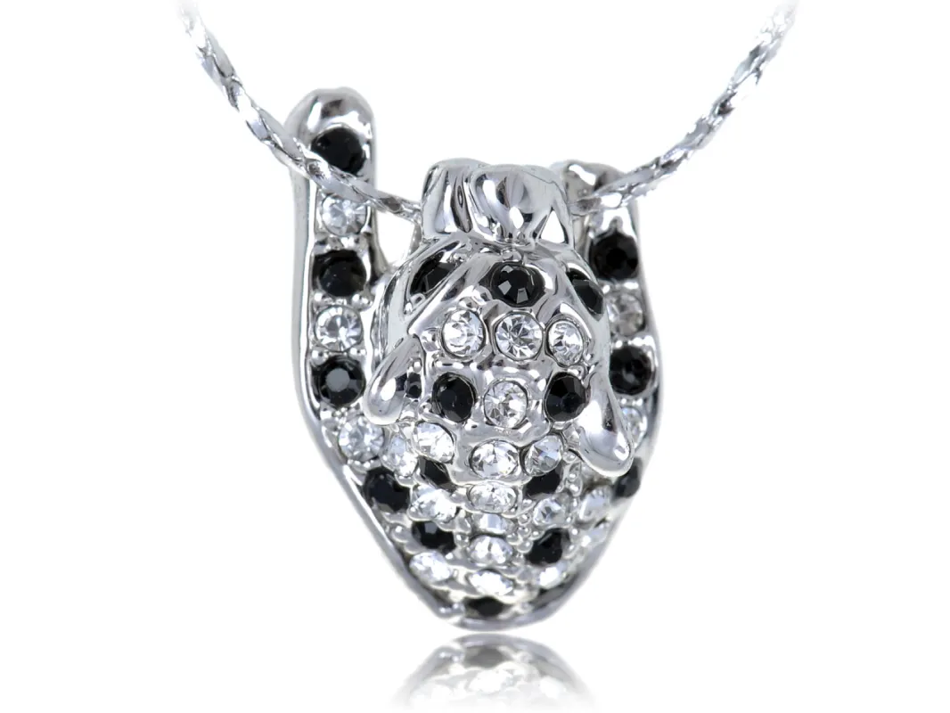 Swarovski Crystal Black And Spots Hanging On Leopard Pendant Necklace sold by Anna-Kaci