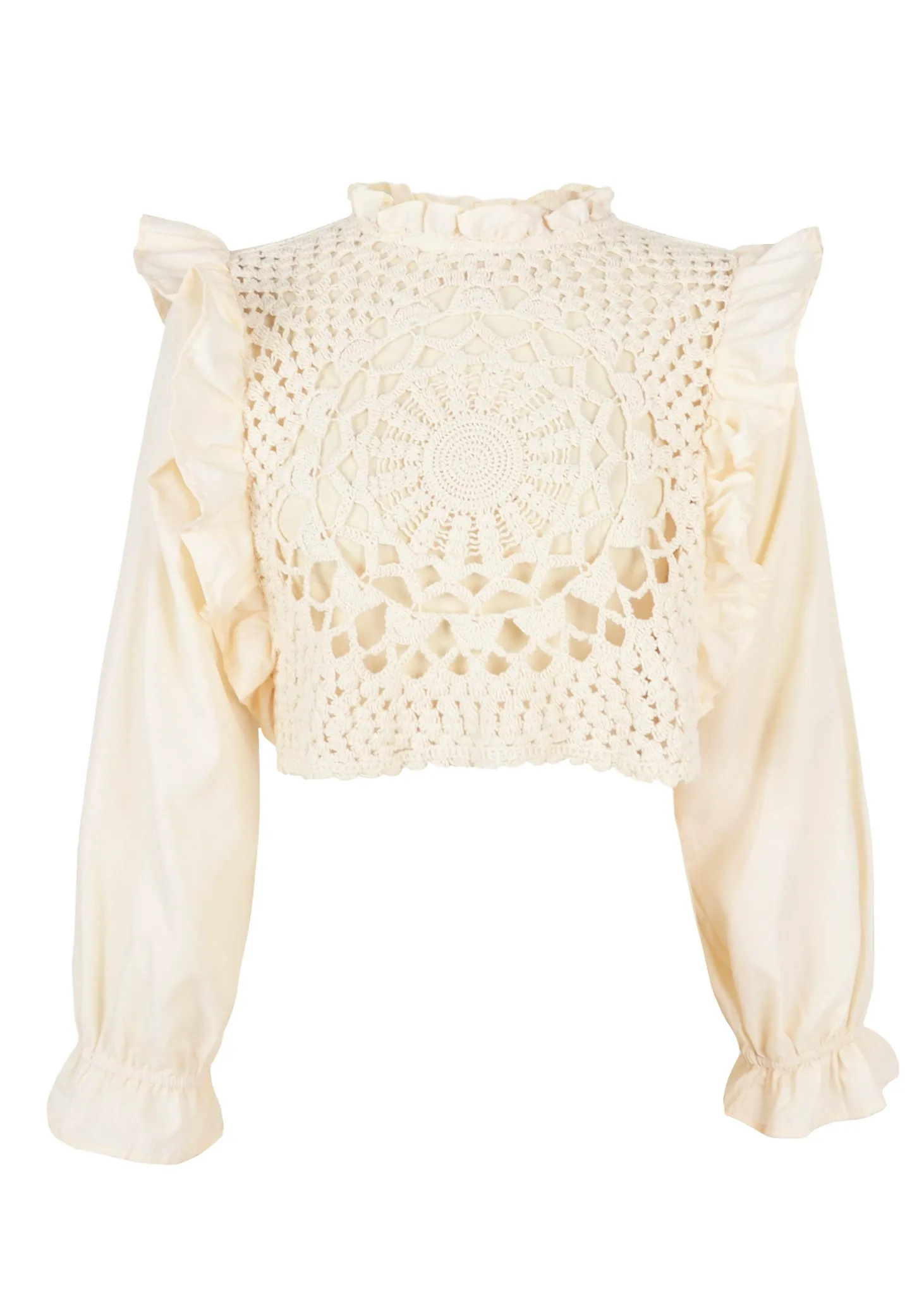 Ruffle Detail Crochet Pattern Blouse sold by Anna-Kaci product image thumbnail 2