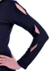 Dark Navy Blue Vertical Triple Slash Open Sleeves Pullover Top sold by Anna-Kaci