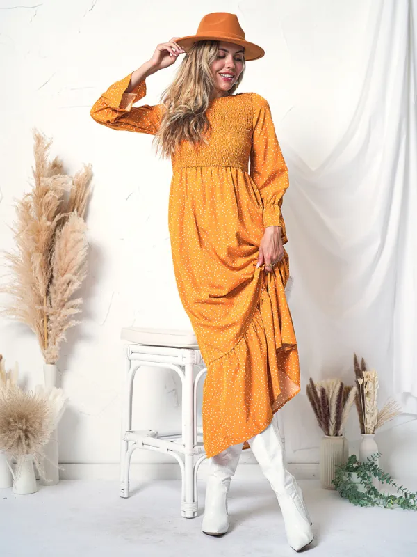 Smocked Chest Floral Dotted Dress sold by Anna-Kaci