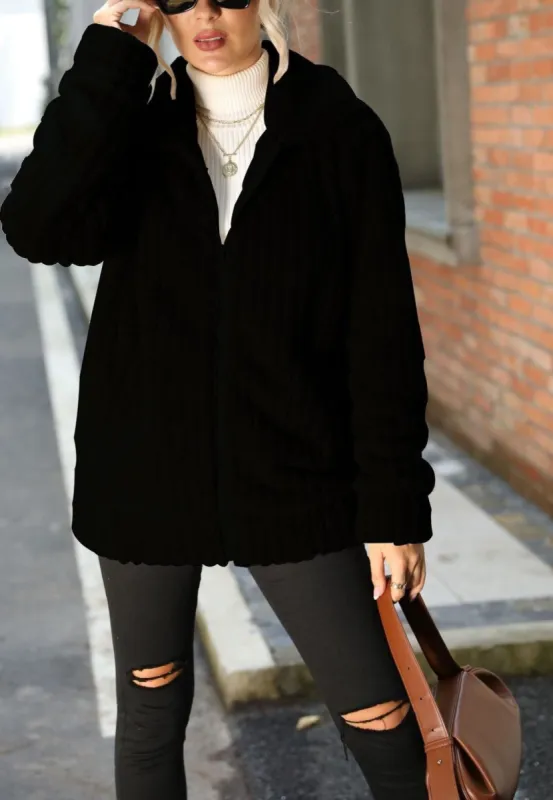 Textured Teddy Zip-Up Jacket sold by Anna-Kaci
