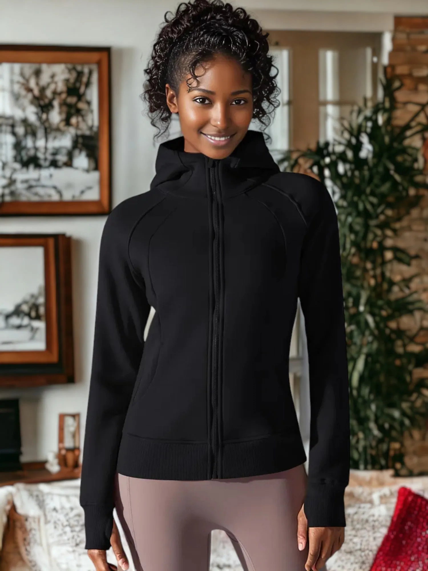 Yoga Fitness Warm Hooded Sports Jacket sold by Anna-Kaci product image thumbnail 5