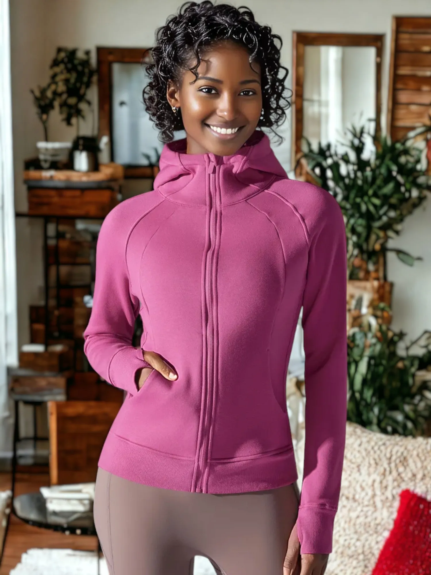Yoga Fitness Warm Hooded Sports Jacket sold by Anna-Kaci product image thumbnail 2
