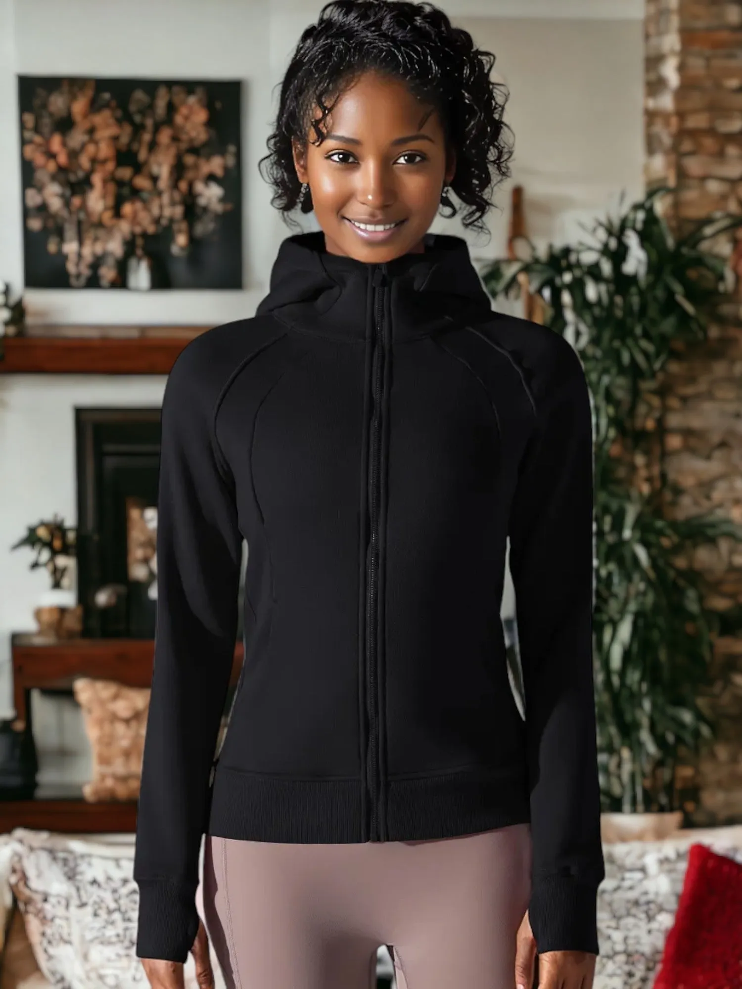Yoga Fitness Warm Hooded Sports Jacket sold by Anna-Kaci product image thumbnail 4