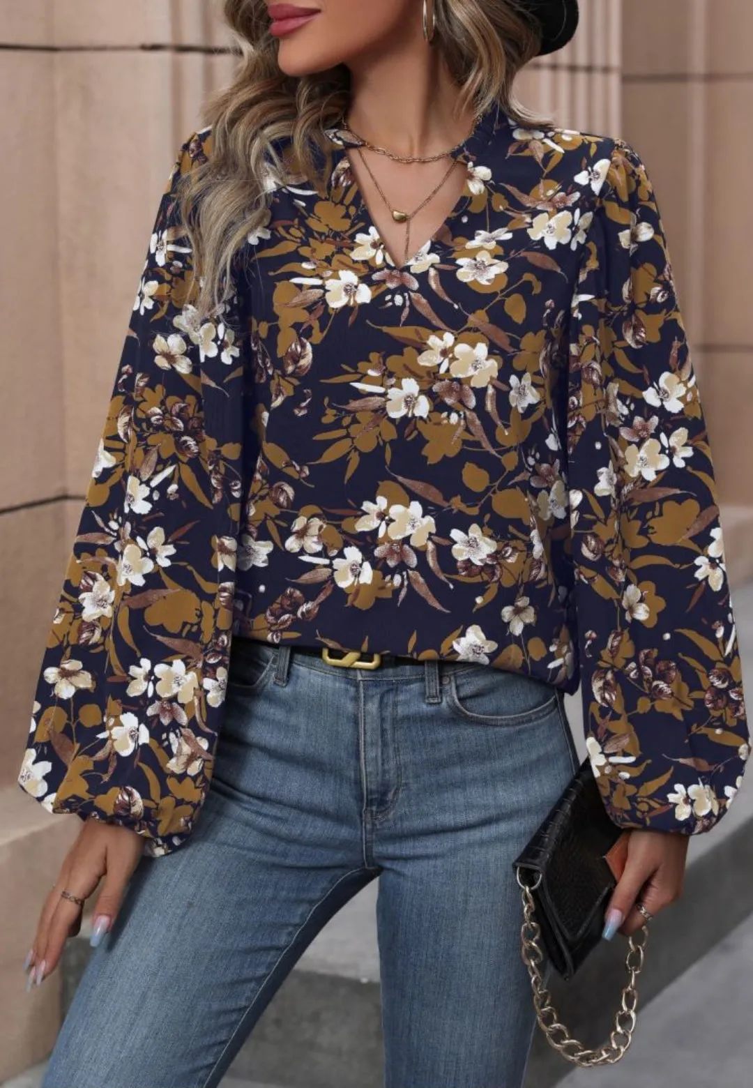 V Neck Bishop Sleeve Blouse sold by Anna-Kaci product image thumbnail 4