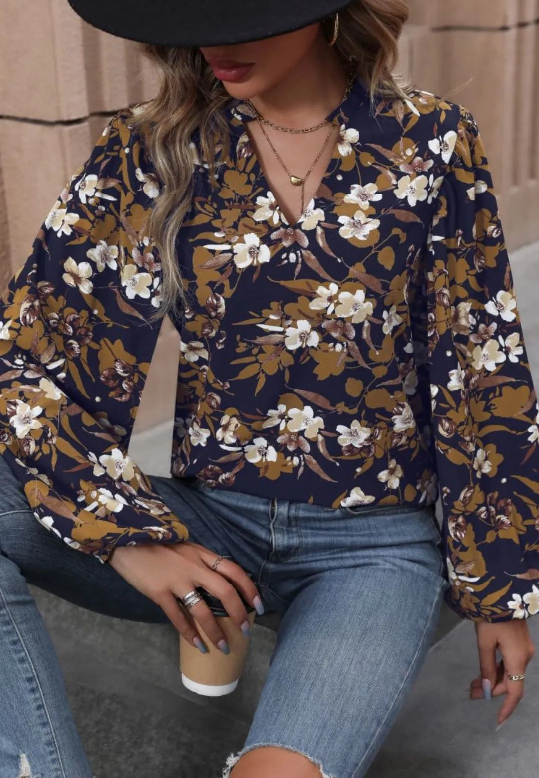 V Neck Bishop Sleeve Blouse sold by Anna-Kaci product image thumbnail 5