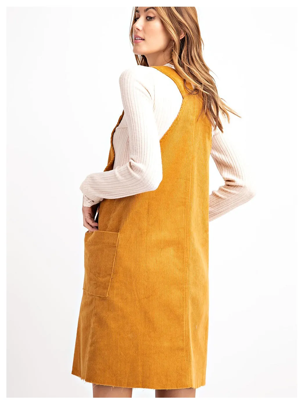 Corduroy Pinafore Overall Pocket Dress sold by Anna-Kaci product image thumbnail 5