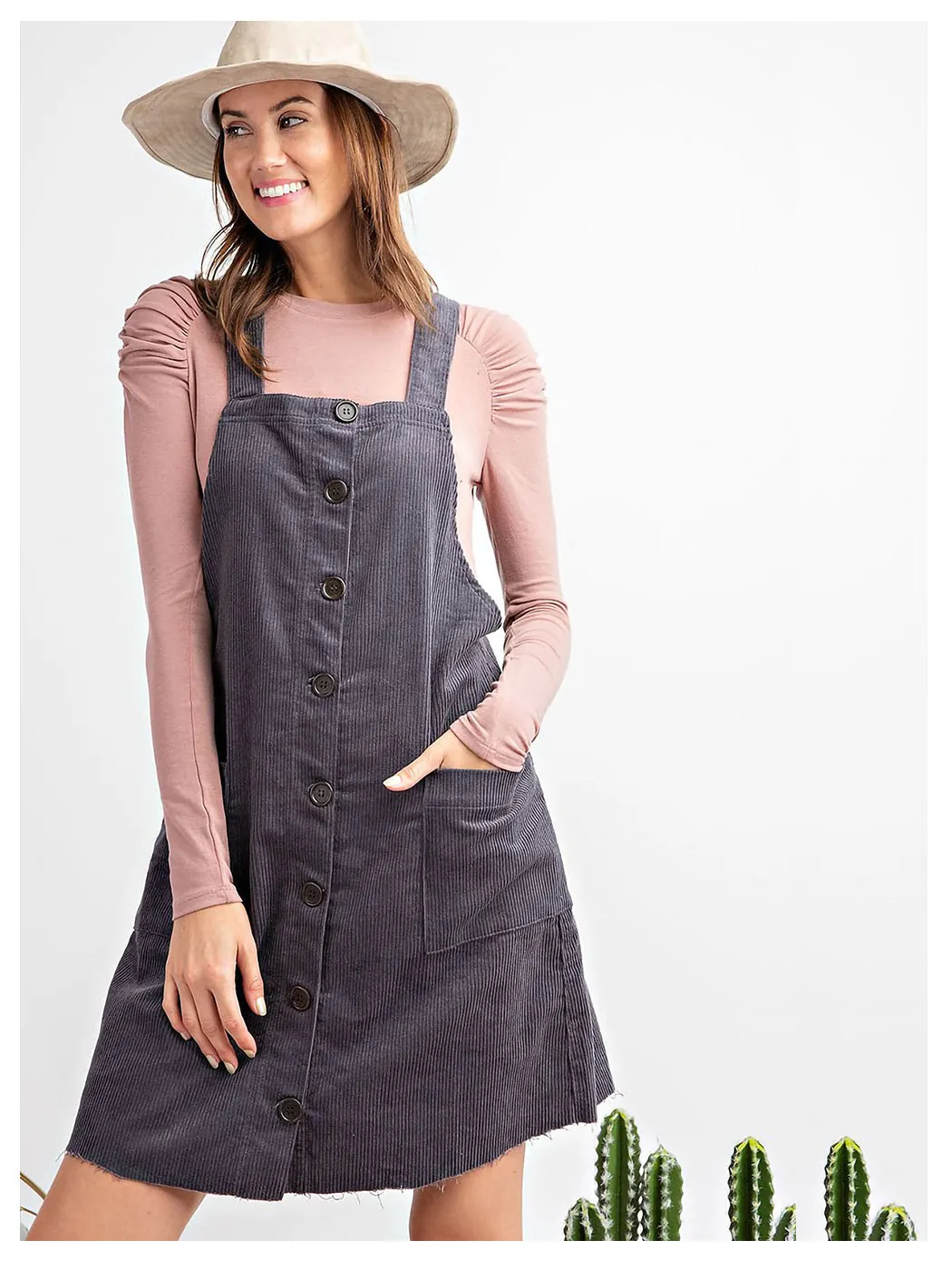 Corduroy Pinafore Overall Pocket Dress sold by Anna-Kaci product image thumbnail 2