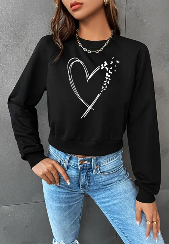 Heart Print Cropped Sweater sold by Anna-Kaci