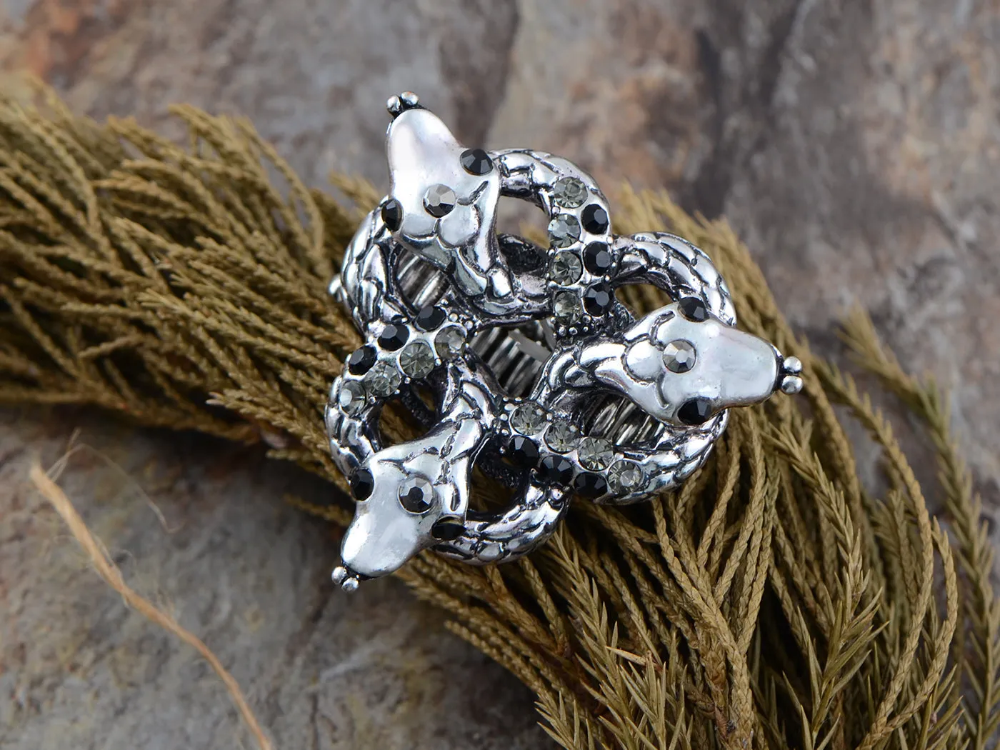 Black Magic Omen Triple Serpent Snake Knot Trinity Sign Ring sold by Anna-Kaci product image thumbnail 2