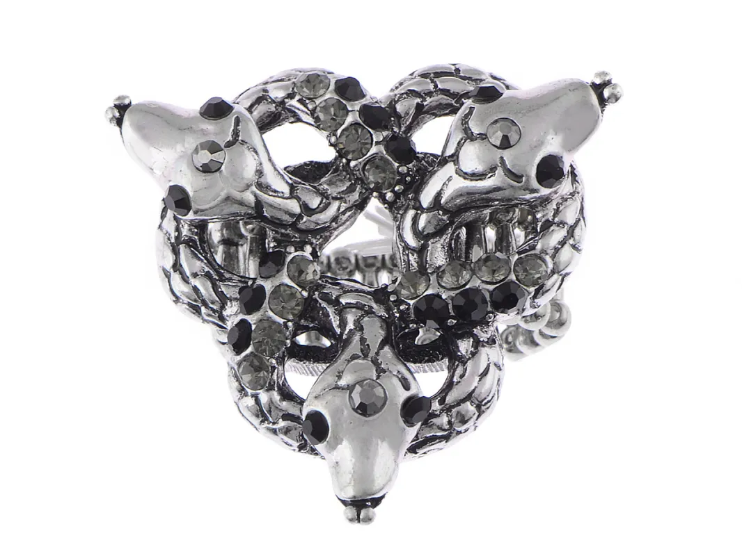 Black Magic Omen Triple Serpent Snake Knot Trinity Sign Ring sold by Anna-Kaci