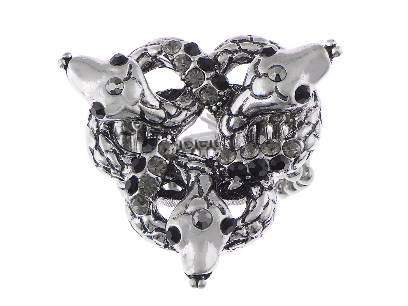 Black Magic Omen Triple Serpent Snake Knot Trinity Sign Ring sold by Anna-Kaci