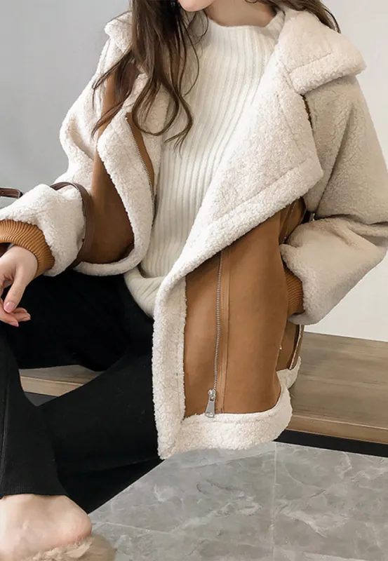 Shearling Sleeve Wool Jacket sold by Anna-Kaci