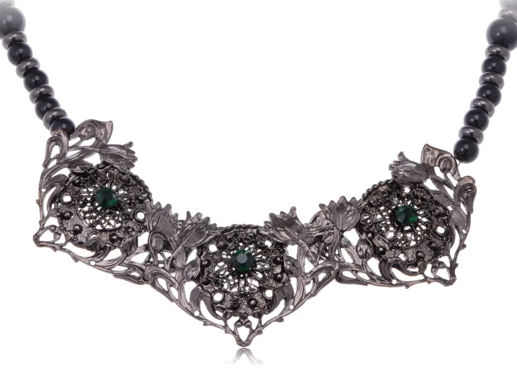 Flower Garden Emerald Collar Bib Necklace sold by Anna-Kaci