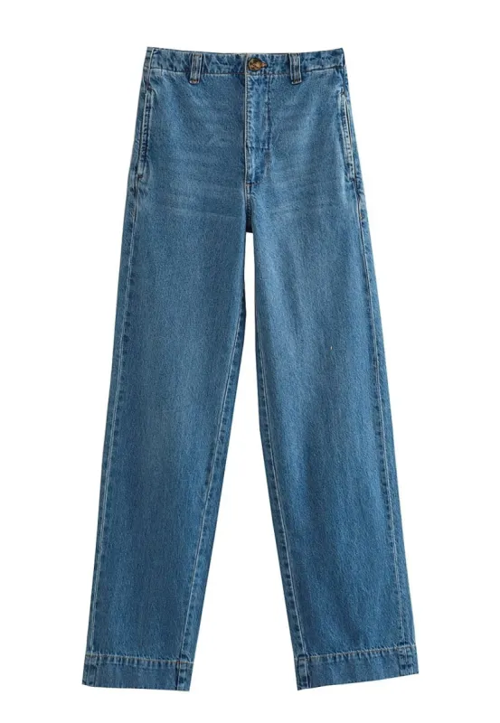High Waist Classic Straight Jeans made by Anna-Kaci