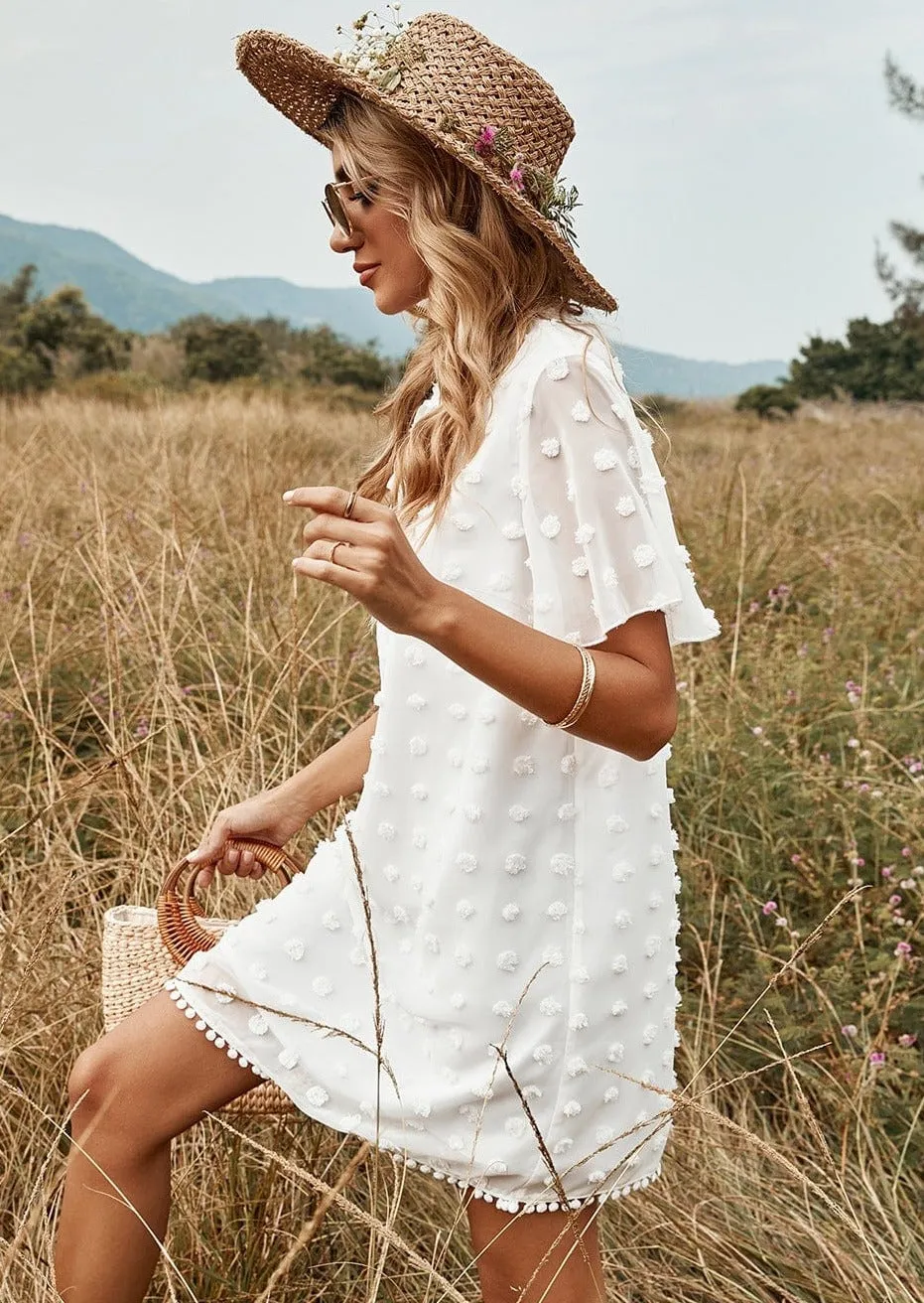 Clip Dot Pom Pom Trim Dress sold by Anna-Kaci product image thumbnail 2