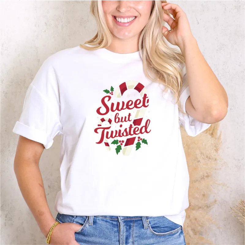 Sugar & Spiral: 'Sweet but Twisted' Festive Candy Cane Tee sold by Anna-Kaci