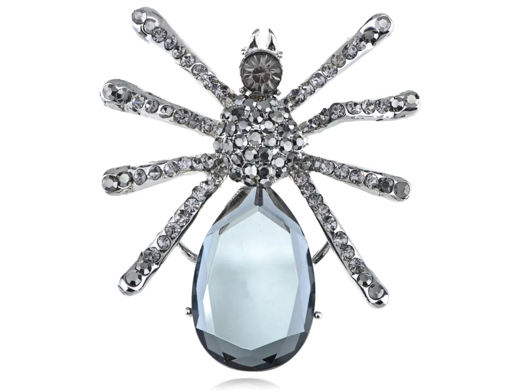 Pale Blue Spider Insect Brooch Pin sold by Anna-Kaci