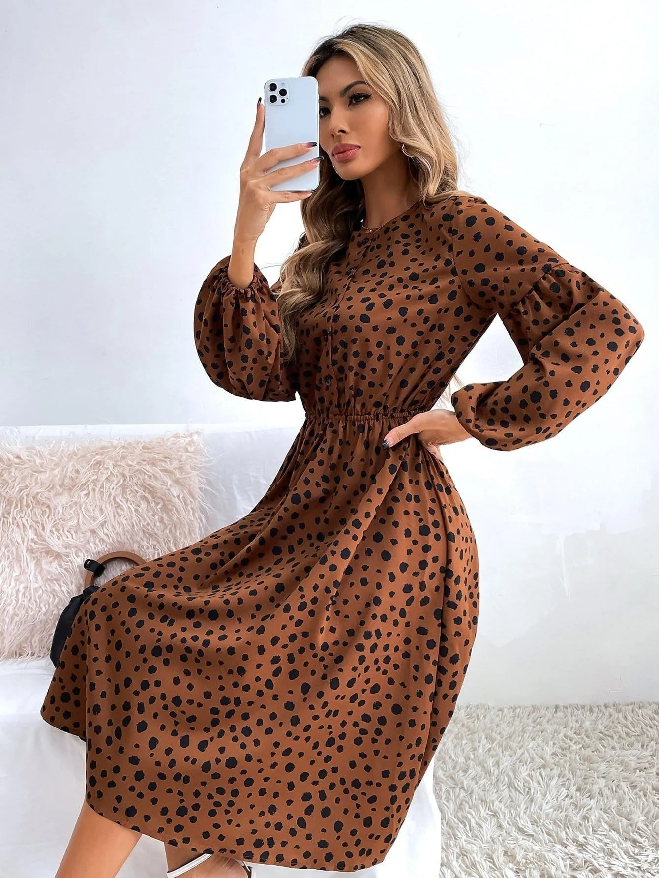 Button Front Cheetah Print Dress sold by Anna-Kaci product image thumbnail 2