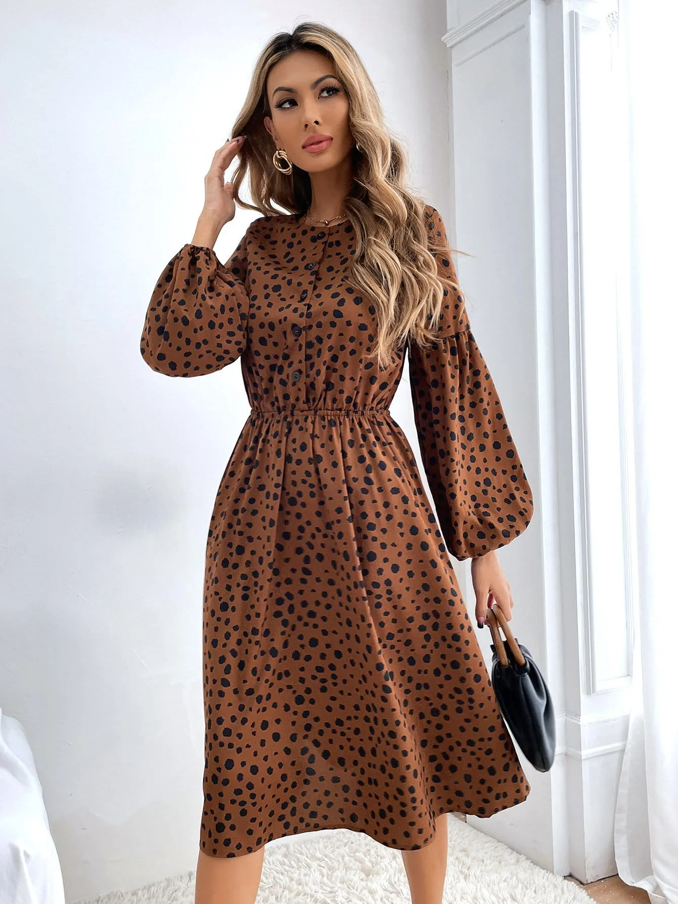 Button Front Cheetah Print Dress sold by Anna-Kaci product image thumbnail 4