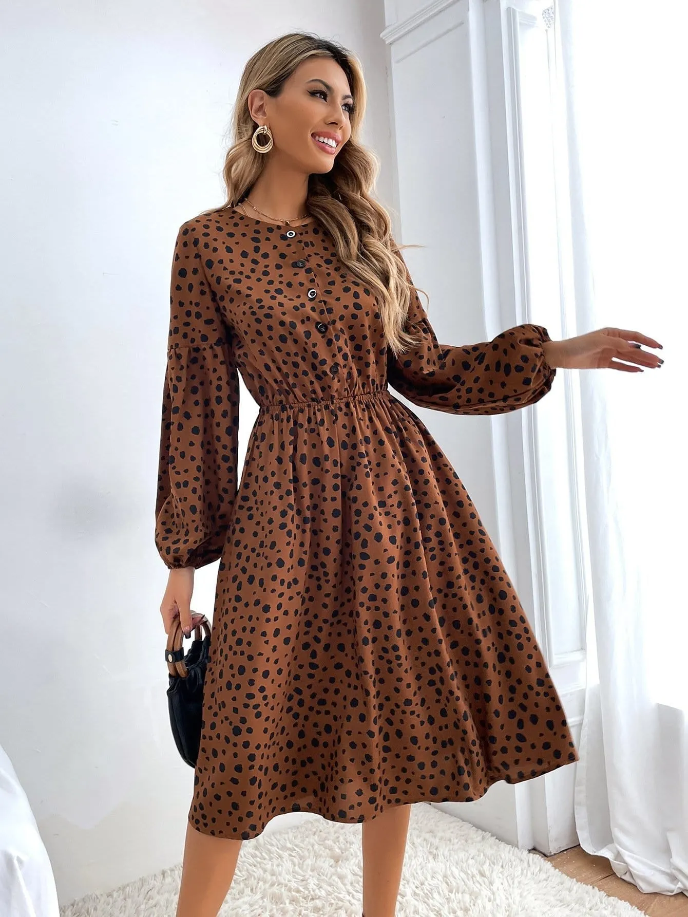 Button Front Cheetah Print Dress sold by Anna-Kaci product image thumbnail 3