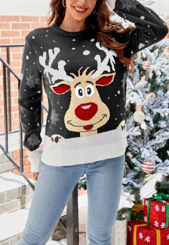 Color Block Reindeer Sweater sold by Anna-Kaci