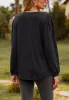 Split V Neck Ruffle Henley Top sold by Anna-Kaci