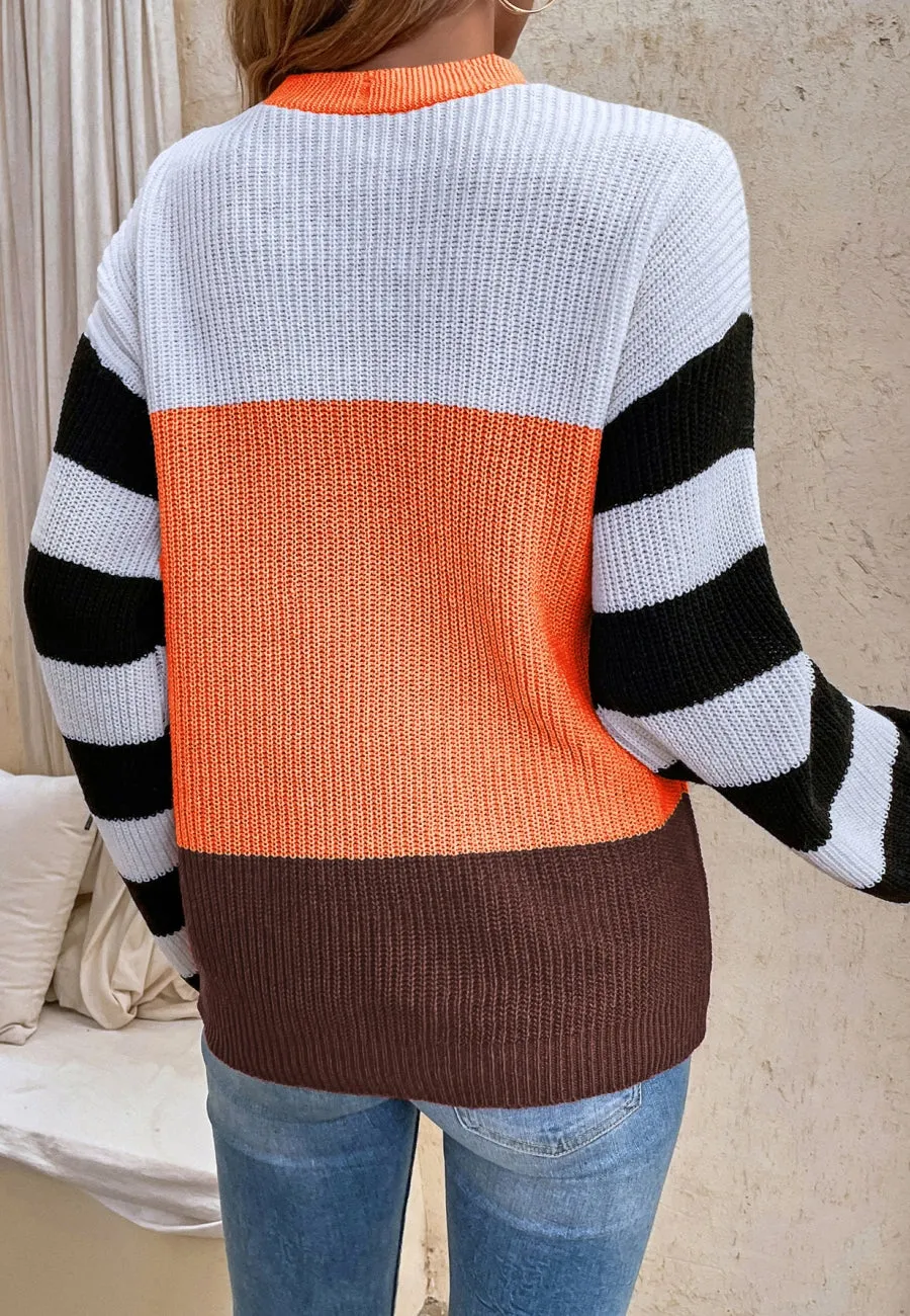 Lace Up Color Block Sweater sold by Anna-Kaci product image thumbnail 4