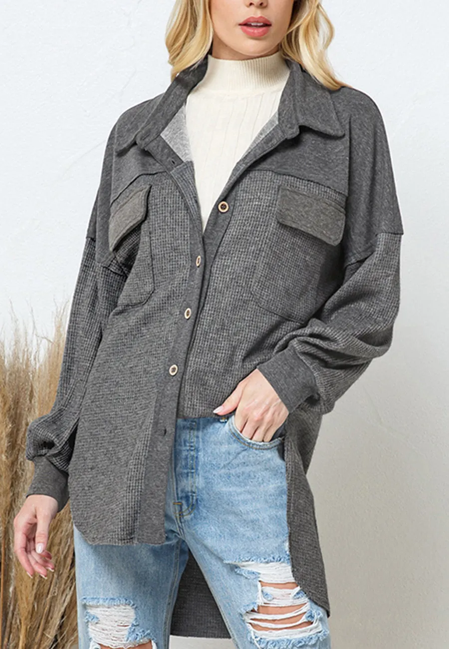 Two Tone Textured Shacket sold by Anna-Kaci product image thumbnail 4