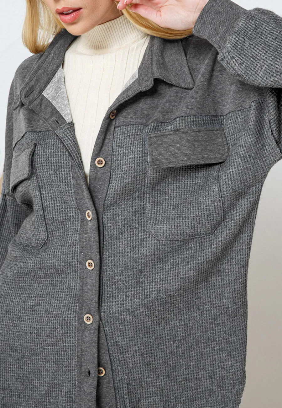 Two Tone Textured Shacket sold by Anna-Kaci