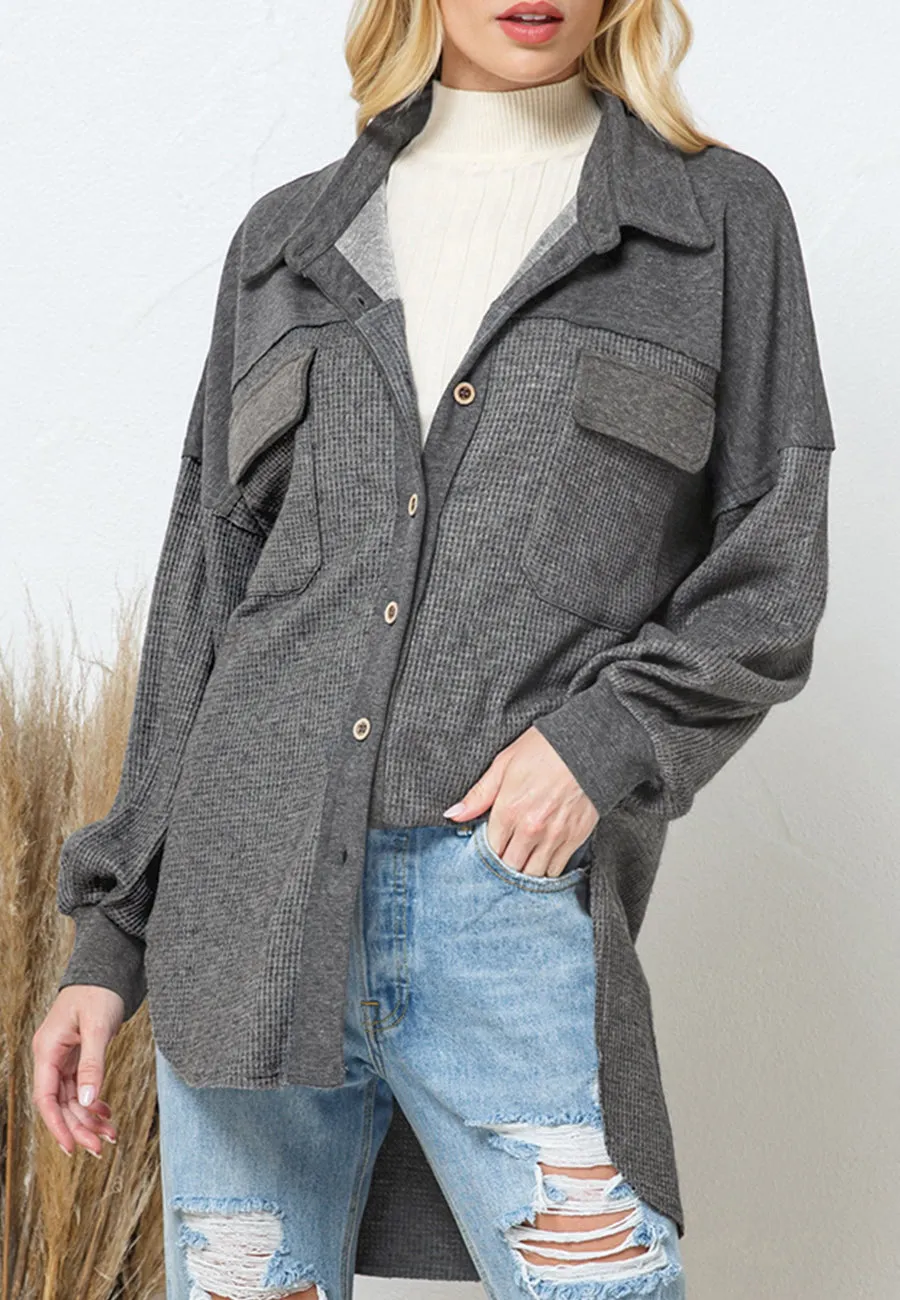 Two Tone Textured Shacket sold by Anna-Kaci product image thumbnail 2