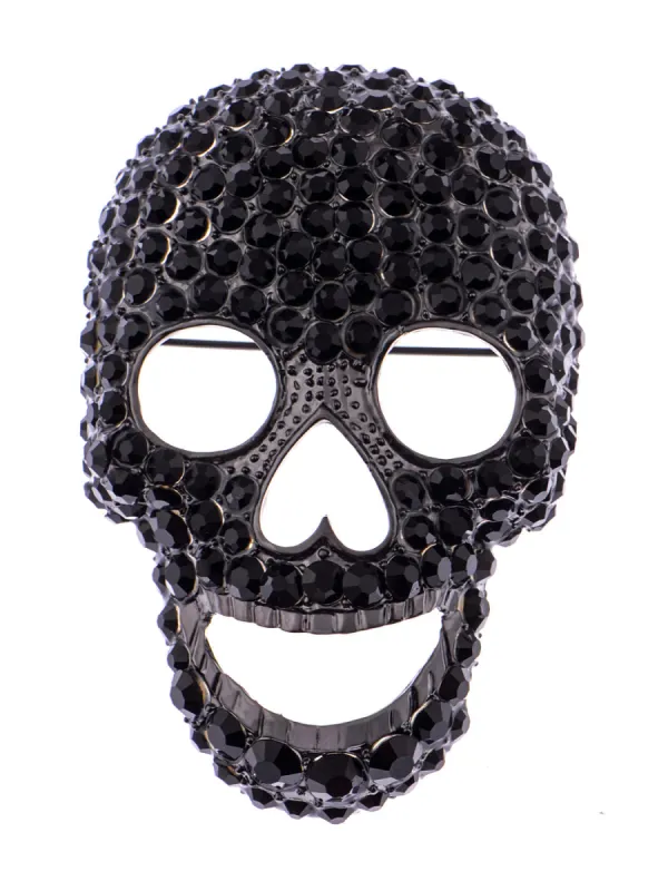 Gun Black Colored Big Skull Head Face Brooch Pin sold by Anna-Kaci