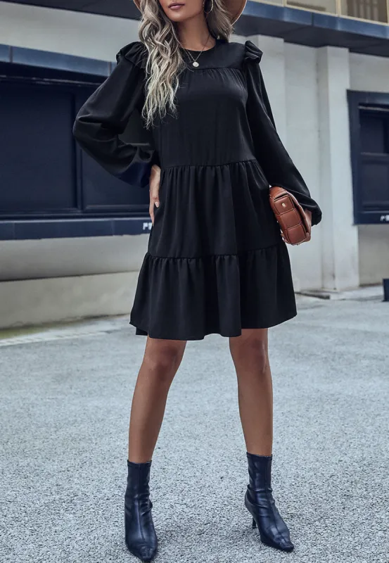 Round Neck Ruffle Shoulder Dress sold by Anna-Kaci