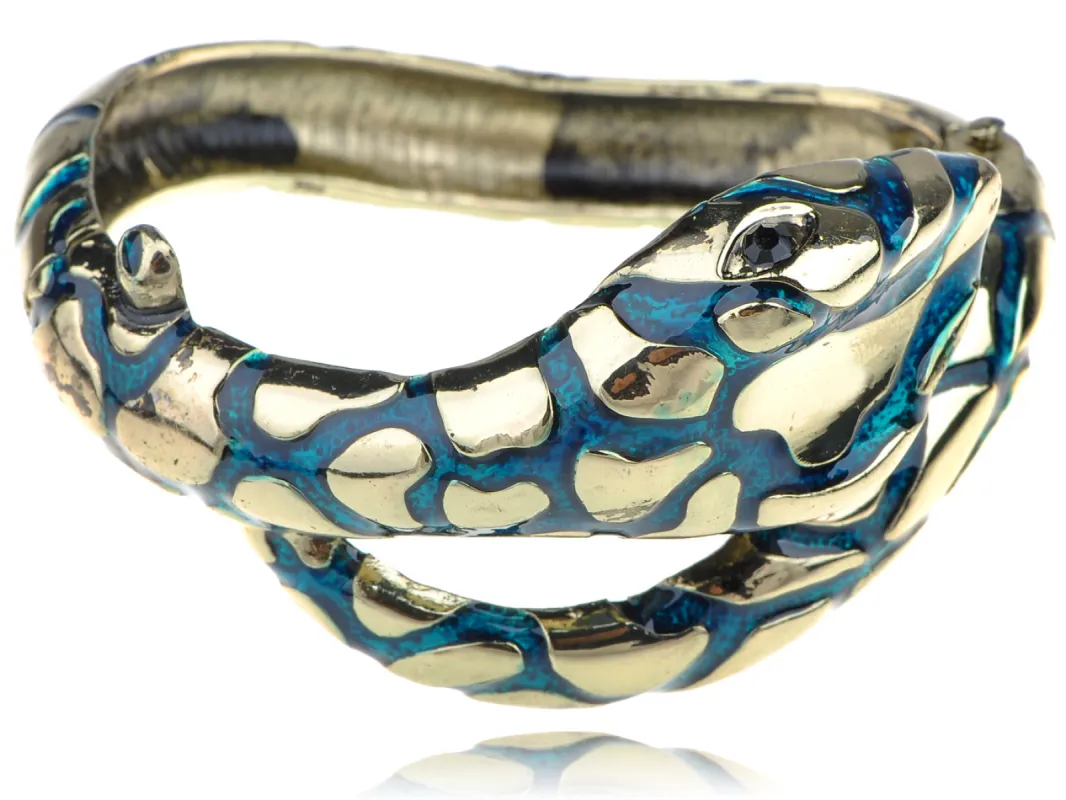Piercing Vintage Gold Green Ridges Snake Bracelet Bangle sold by Anna-Kaci