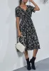 Soft Floral Everyday Cross-Front Dress sold by Anna-Kaci