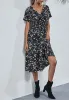 Soft Floral Everyday Cross-Front Dress sold by Anna-Kaci