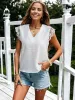 V-Neck Ruffle Lace Detailed Sleeve Top sold by Anna-Kaci