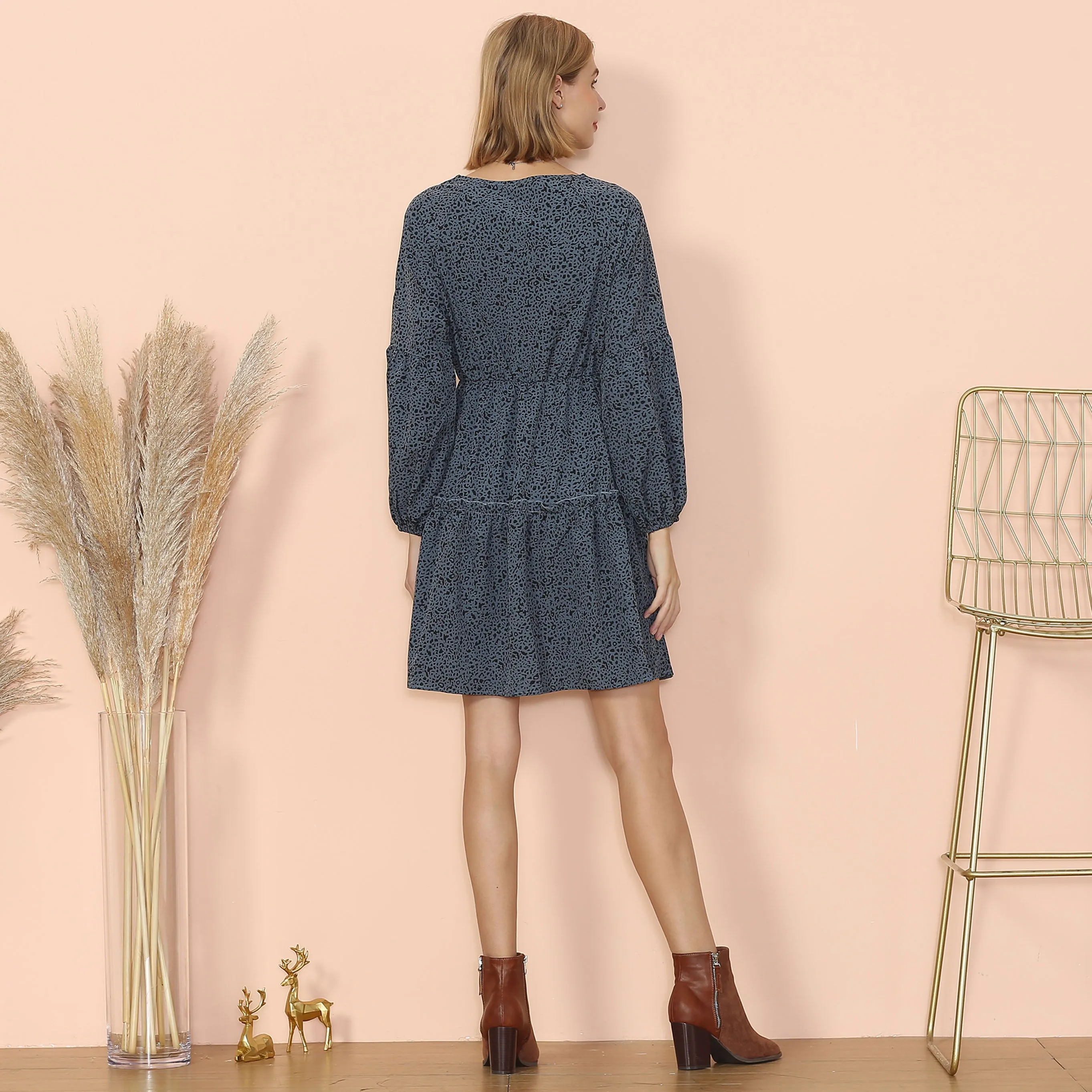 Tie Neck Bishop Sleeve Dress sold by Anna-Kaci product image thumbnail 2