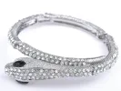 Vintage D Black Gem Eyed Snake Slim Bangle Bracelet sold by Anna-Kaci