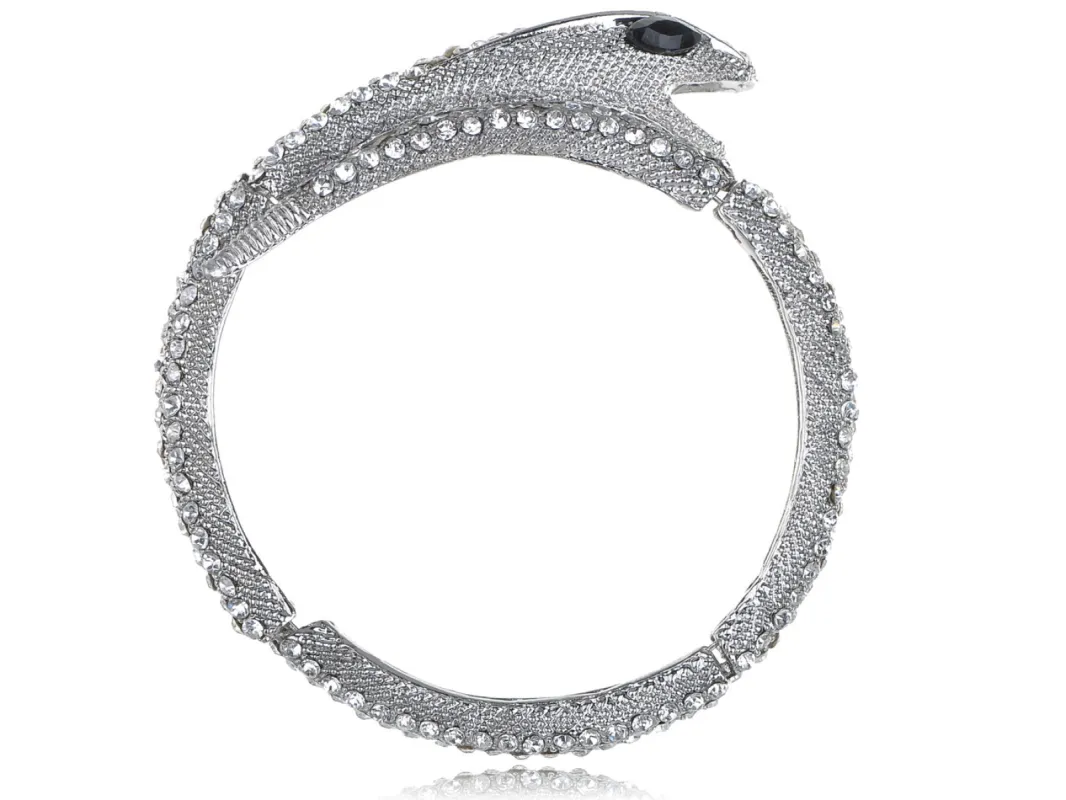 Vintage D Black Gem Eyed Snake Slim Bangle Bracelet sold by Anna-Kaci